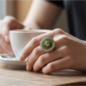 Versace Medusa Enamel Ring- Size 7 1/2